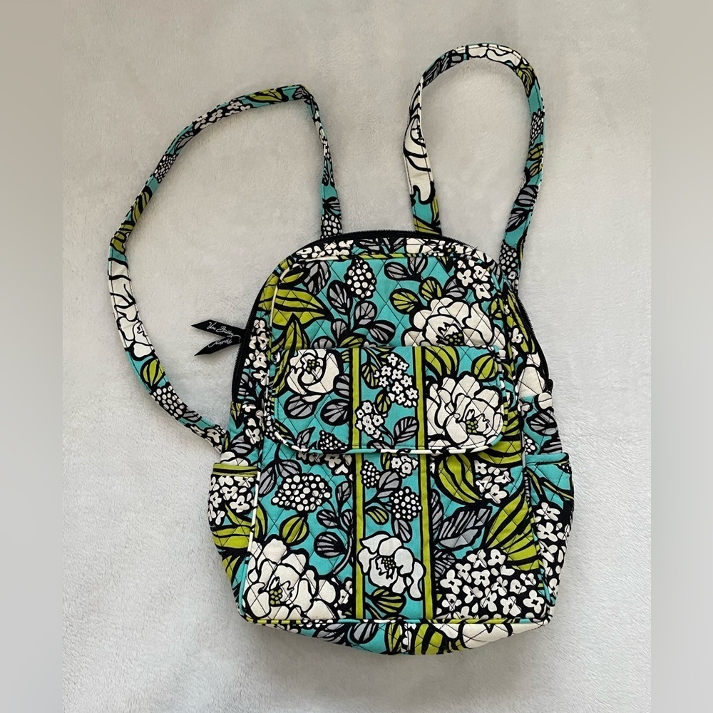 Vera Bradley Floral Backpack - Blue and Green 13x12 inches